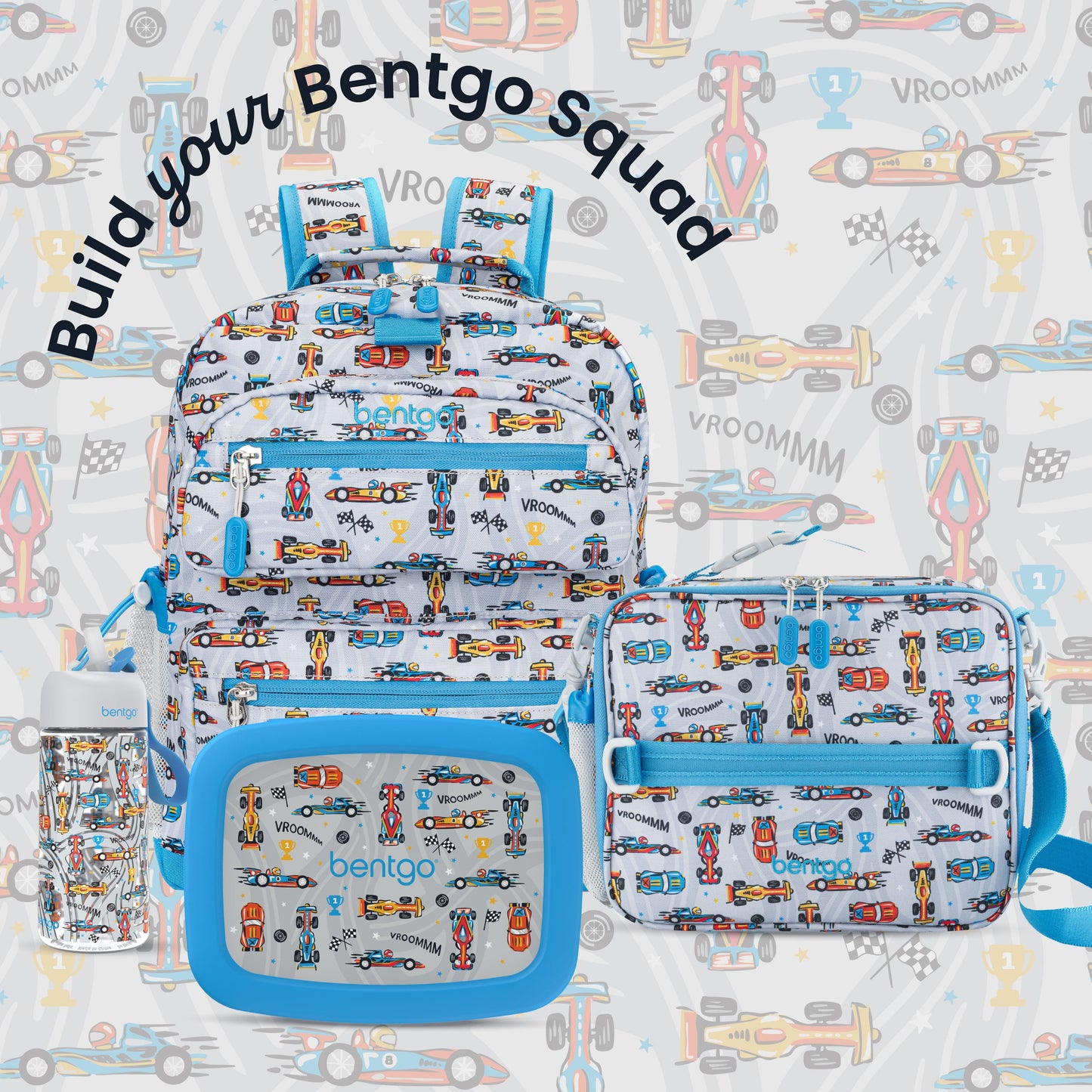 Bentgo Kids Prints Lunch Bag - Race Cars | Build Your Bentgo Squad