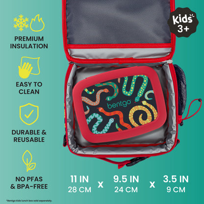 Bentgo Kids Prints Lunch Bag - Sssnakes | Premium Insulation, Easy To Clean, Durable & Reusable, No PFAs & BPA-Free
