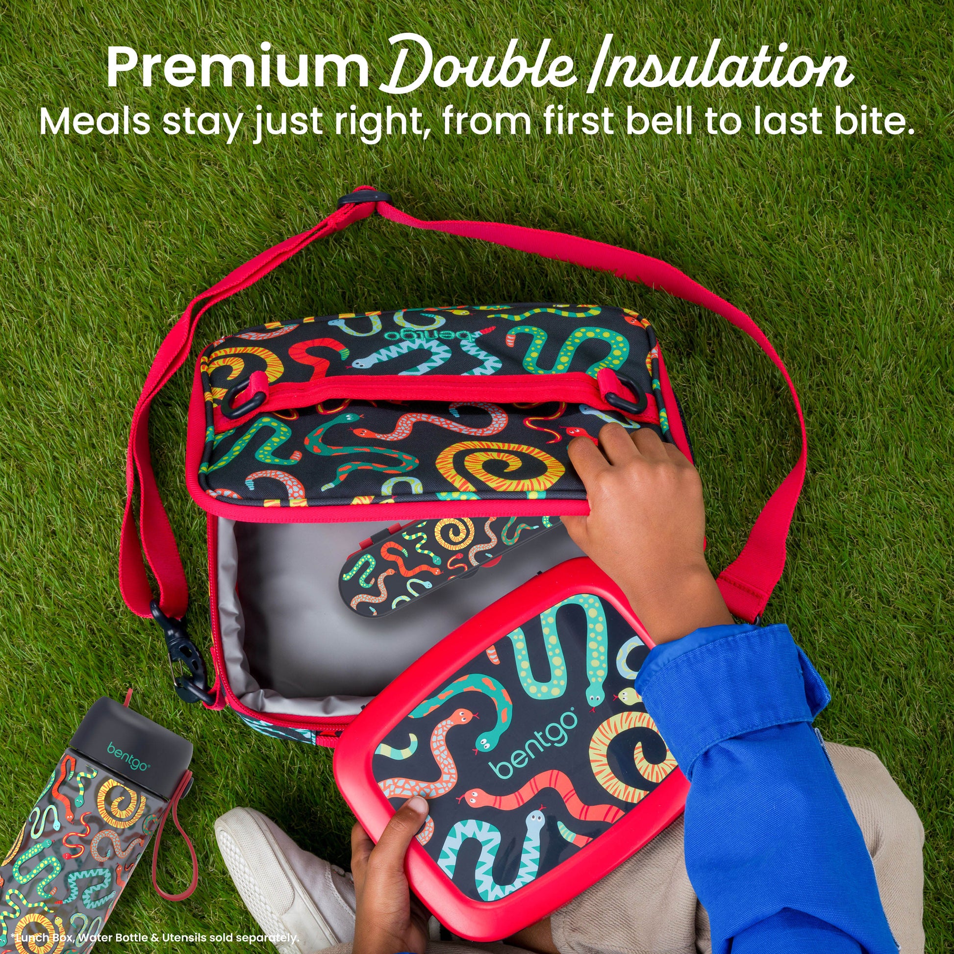 Bentgo Kids Prints Lunch Bag - Sssnakes | Premium Double Insulation - Meals Stay Just Right, From First Bell To Last Bite