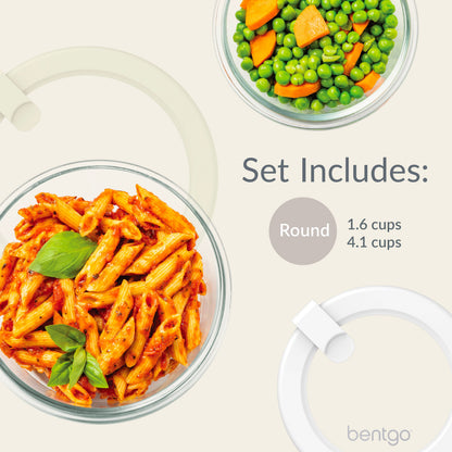 Bentgo Signature Glass Food Storage Set (4-Piece) - White Stone | Dimensions + What’s In The Box