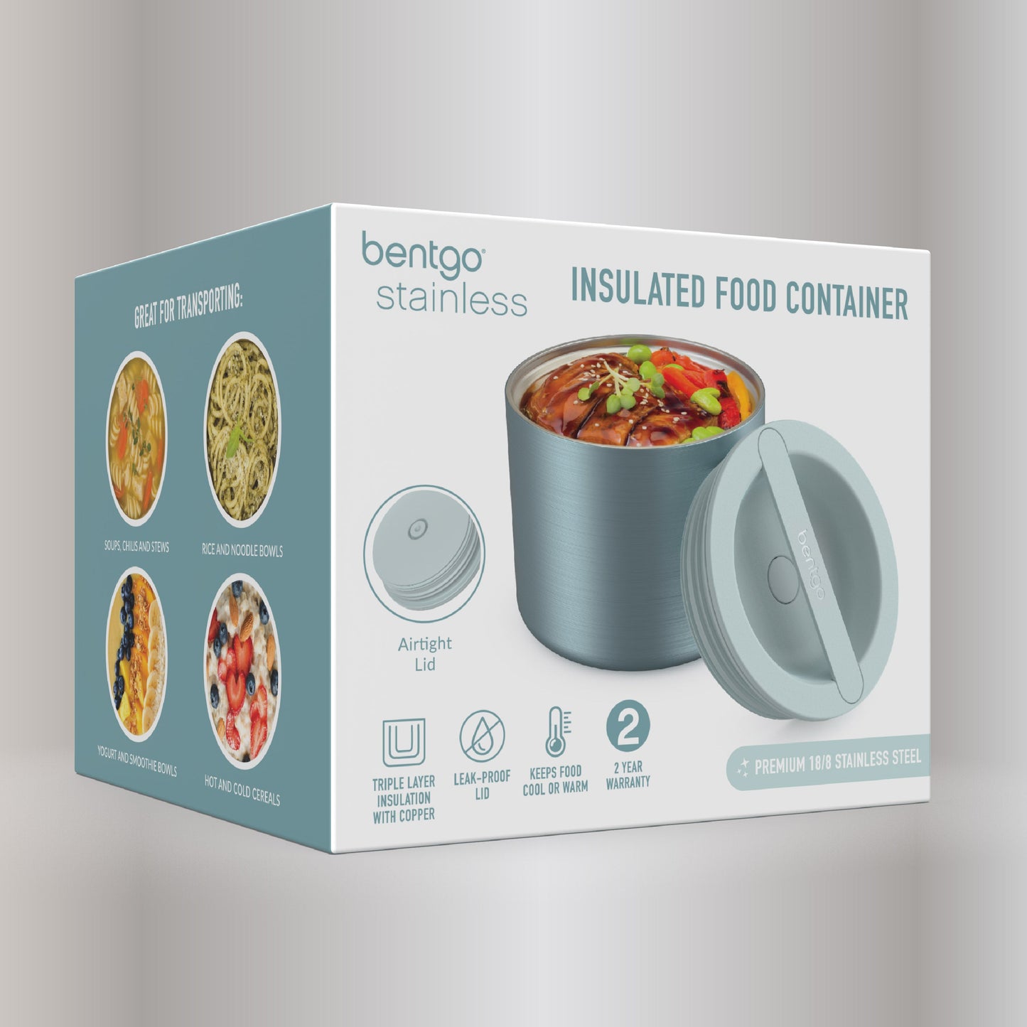 Bentgo® Stainless Steel Insulated Food Container - Aqua | Product Packaging