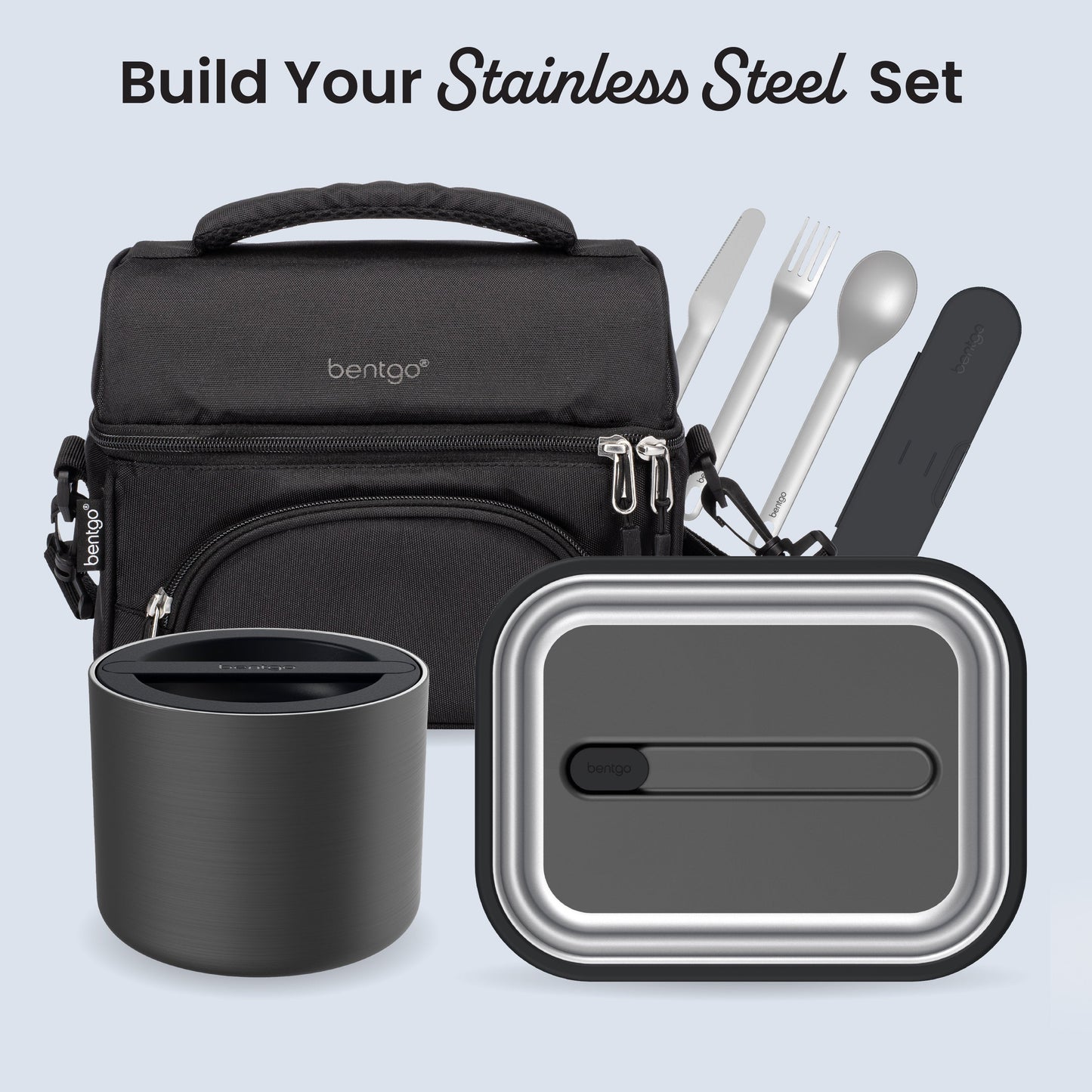 Bentgo® Stainless Steel Insulated Food Container - Carbon Black | Build Your Stainless Steel Set