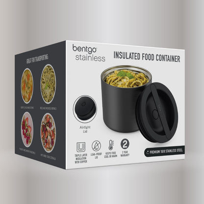 Bentgo® Stainless Steel Insulated Food Container - Carbon Black | Product Packaging