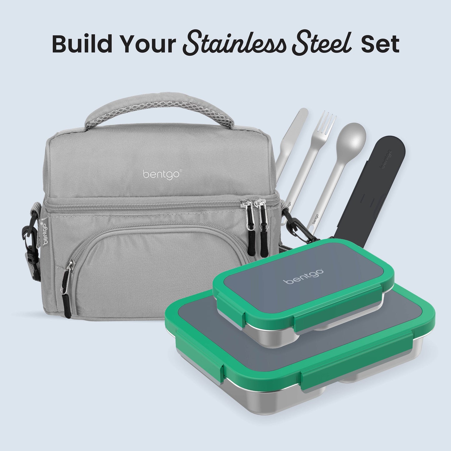Bentgo Stainless Steel Snack Box - Gray Leaf | Build Your Stainless Steel Set