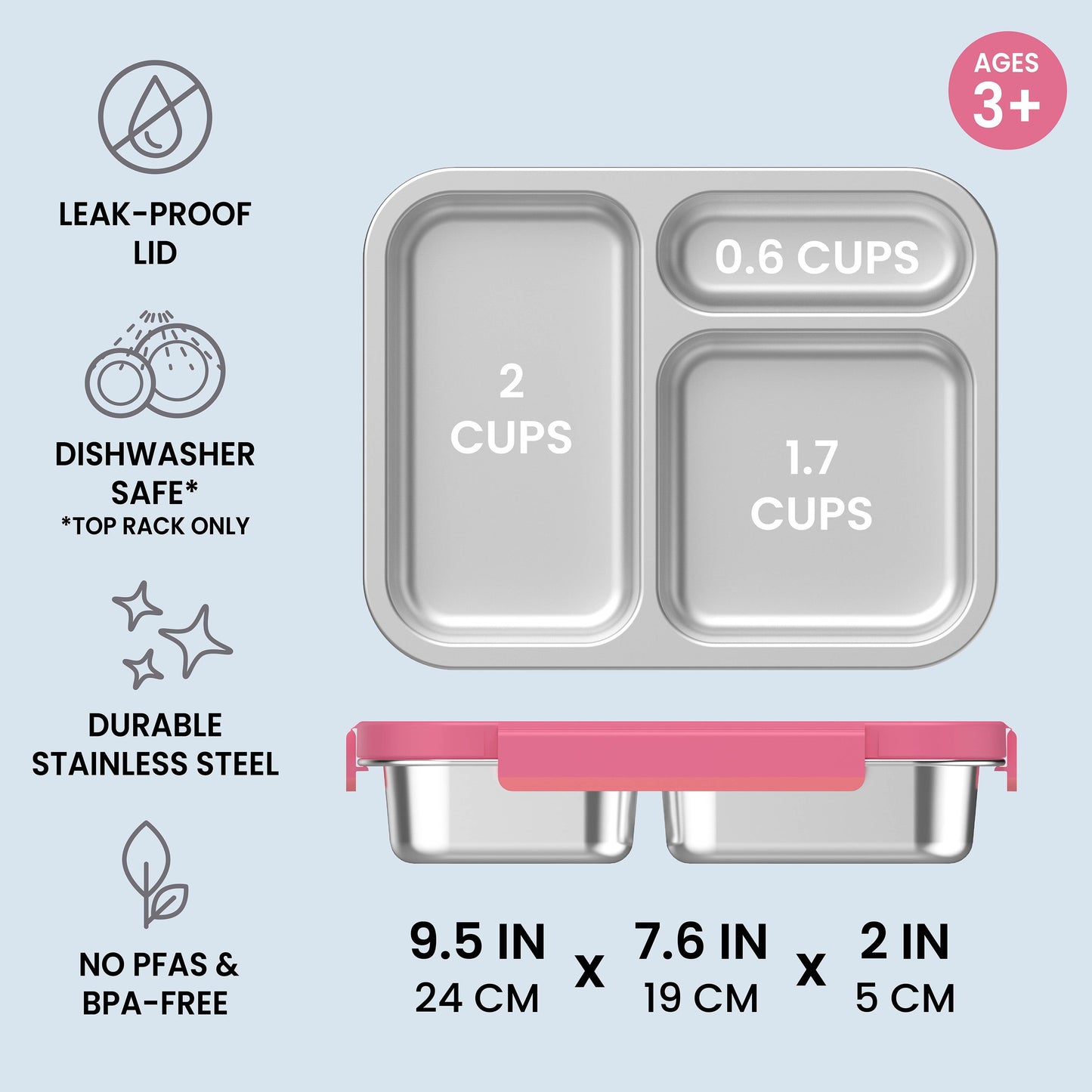 Bentgo Stainless Steel Snack Box - Lilac Pink | Leak-Proof Lid, Dishwasher Safe (Top Rack Only), Durable Stainless Steel, No PFAs & BPA-Free