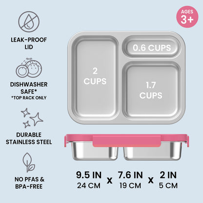 Bentgo Stainless Steel Snack Box - Lilac Pink | Leak-Proof Lid, Dishwasher Safe (Top Rack Only), Durable Stainless Steel, No PFAs & BPA-Free