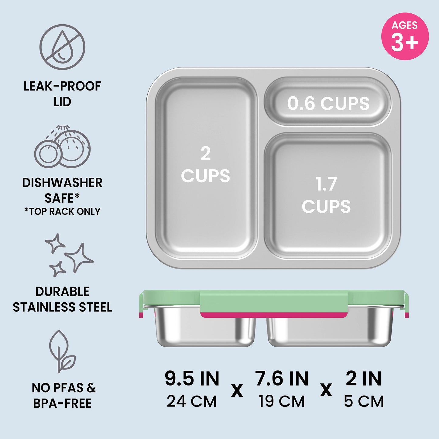 Bentgo Stainless Steel Snack Box - Strawberry | Leak-Proof Lid, Dishwasher Safe (Top Rack Only), Durable Stainless Steel, No PFAs & BPA-Free