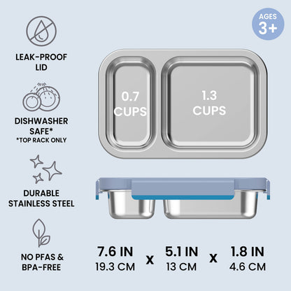 Bentgo Stainless Steel Snack Box - Navy Sky | Leak-Proof Lid, Dishwasher Safe (Top Rack Only), Durable Stainless Steel, No PFAs & BPA-Free