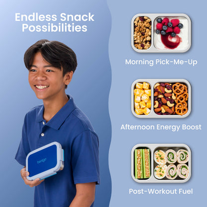 Bentgo Stainless Steel Snack Box - Navy Sky | Endless Snack Possibilities - Morning Pick-Me-Up, Afternoon Energy Boost, And Post-Workout Fuel