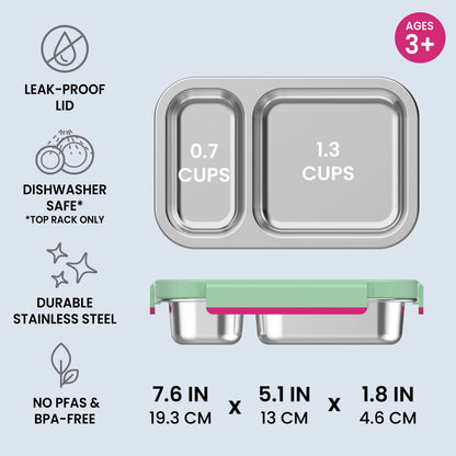 Bentgo Stainless Steel Snack Box - Strawberry | Leak-Proof Lid, Dishwasher Safe (Top Rack Only), Durable Stainless Steel, No PFAs & BPA-Free