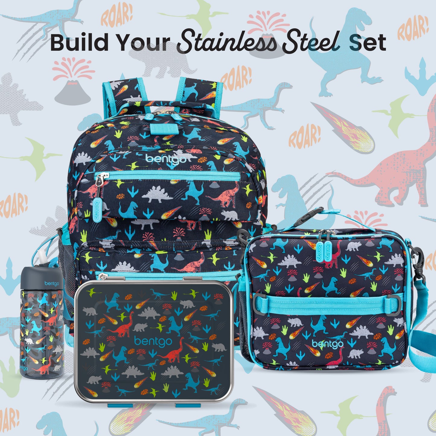Bentgo® Kids Stainless Steel Prints Lunch Box - Dinosaur | Build Your Stainless Steel Set