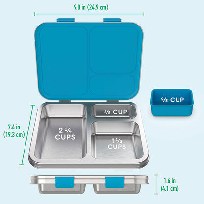 Bentgo® Kids Stainless Steel Lunch Set - Dinosaur | Stainless Steel Lunch Box Dimensions