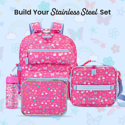 Bentgo® Kids Stainless Steel Prints Lunch Box - Rainbows and Butterflies | Build Your Stainless Steel Set