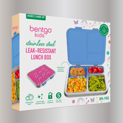 Bentgo® Kids Stainless Steel Prints Lunch Box - Rainbows and Butterflies | Packaging