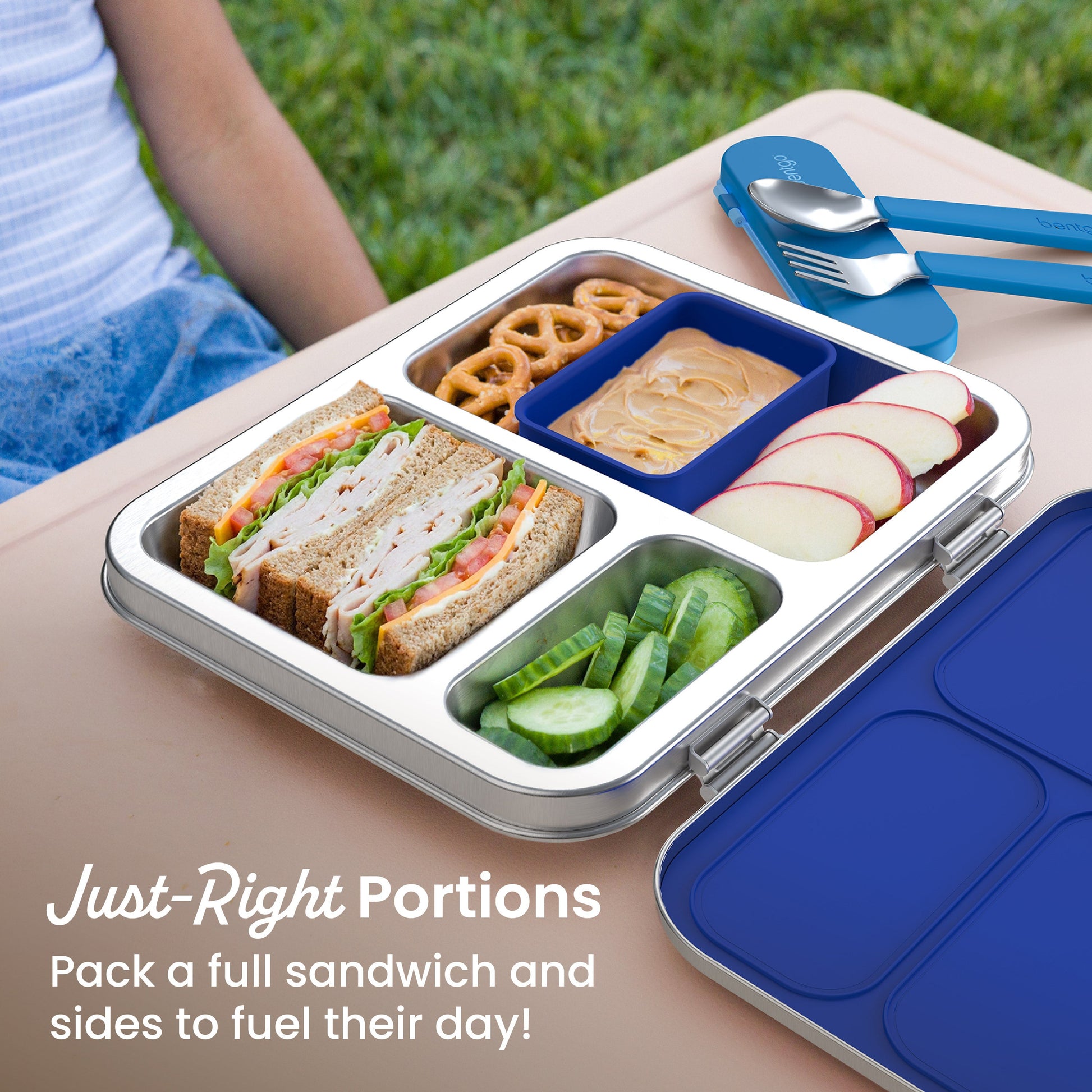Bentgo® Kids Stainless Steel Prints Lunch Box - Sharks | Just-Right Portions - Pack A Full Sandwich And Sides To Fuel Their Day