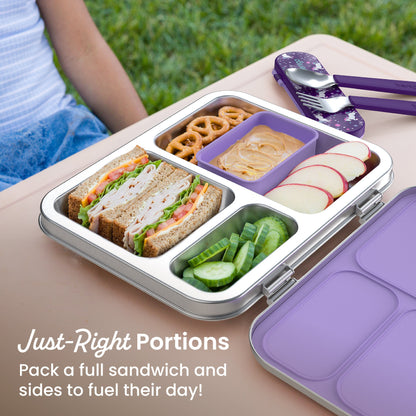 Bentgo® Kids Stainless Steel Prints Lunch Box - Unicorn | Just-Right Portions - Pack A Full Sandwich And Sides To Fuel Their Day