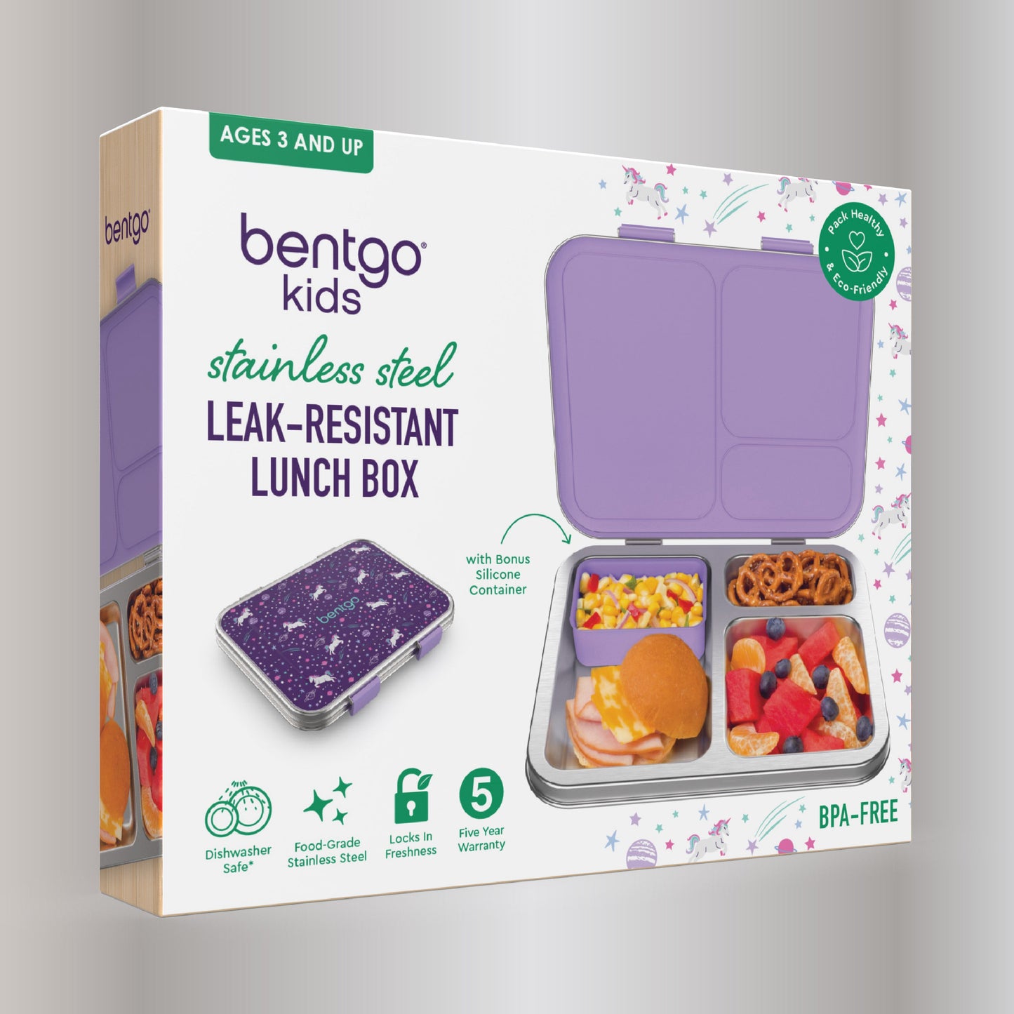 Bentgo® Kids Stainless Steel Prints Lunch Box - Unicorn | Packaging